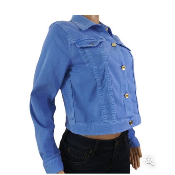NWOT Michael Kors bright blue crop jacket with gold buttons